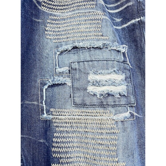 Parish Nation Men’s Patched Embroidered Distressed Jeans Size 40x35 - Picture 6 of 14